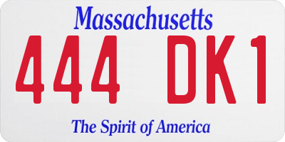 MA license plate 444DK1