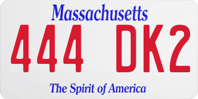 MA license plate 444DK2