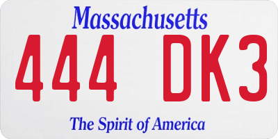 MA license plate 444DK3