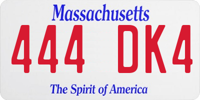 MA license plate 444DK4