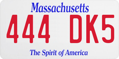 MA license plate 444DK5