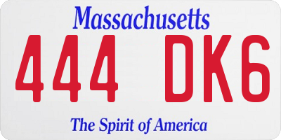 MA license plate 444DK6