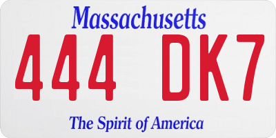 MA license plate 444DK7