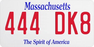 MA license plate 444DK8