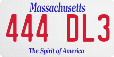 MA license plate 444DL3