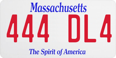 MA license plate 444DL4