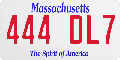 MA license plate 444DL7
