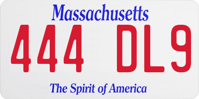 MA license plate 444DL9