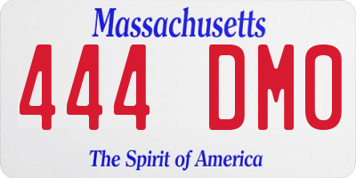 MA license plate 444DM0