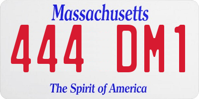 MA license plate 444DM1