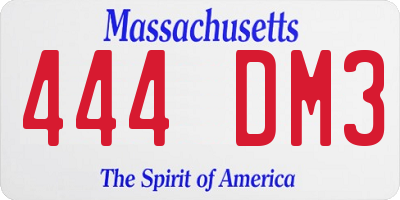 MA license plate 444DM3