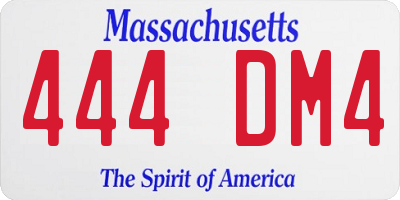 MA license plate 444DM4