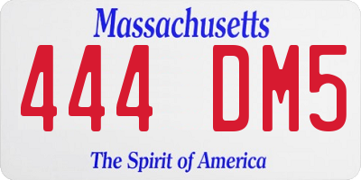 MA license plate 444DM5