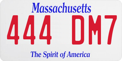 MA license plate 444DM7