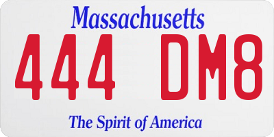 MA license plate 444DM8