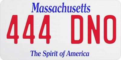 MA license plate 444DN0