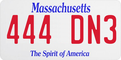 MA license plate 444DN3