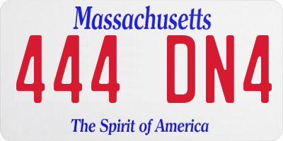 MA license plate 444DN4