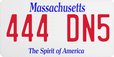 MA license plate 444DN5