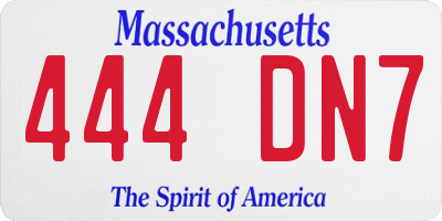 MA license plate 444DN7