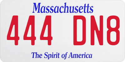 MA license plate 444DN8