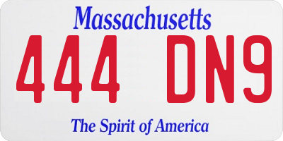 MA license plate 444DN9