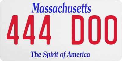 MA license plate 444DO0
