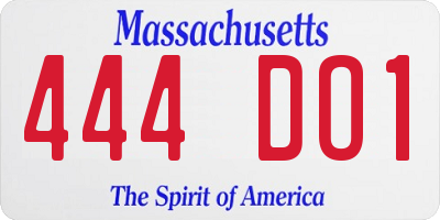 MA license plate 444DO1