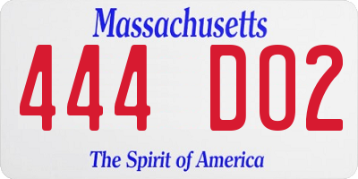 MA license plate 444DO2