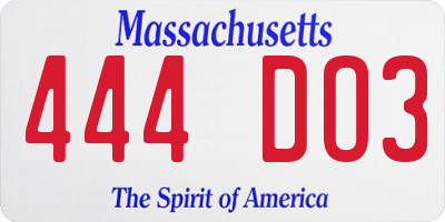 MA license plate 444DO3