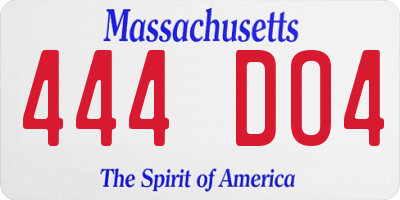MA license plate 444DO4