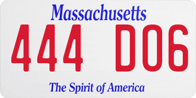 MA license plate 444DO6