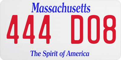 MA license plate 444DO8
