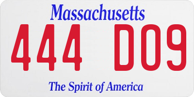 MA license plate 444DO9