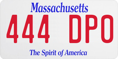 MA license plate 444DP0