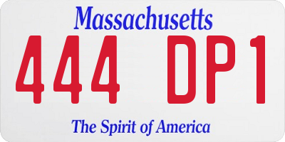 MA license plate 444DP1