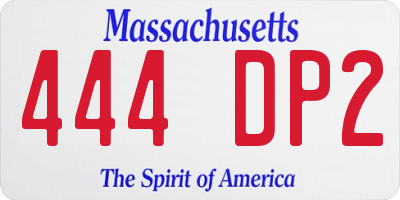 MA license plate 444DP2