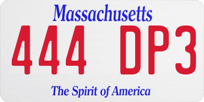 MA license plate 444DP3