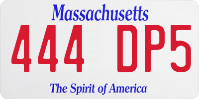 MA license plate 444DP5