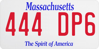 MA license plate 444DP6
