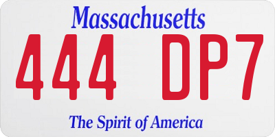 MA license plate 444DP7