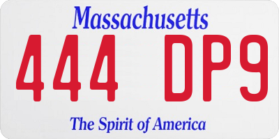 MA license plate 444DP9