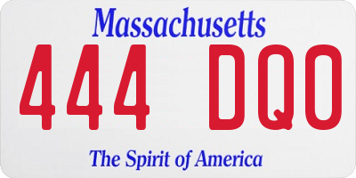 MA license plate 444DQ0