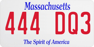 MA license plate 444DQ3