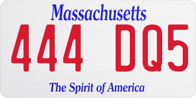 MA license plate 444DQ5