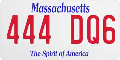MA license plate 444DQ6