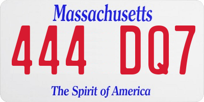 MA license plate 444DQ7