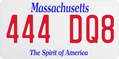 MA license plate 444DQ8
