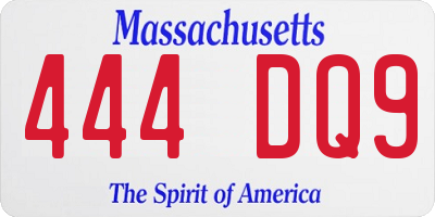 MA license plate 444DQ9