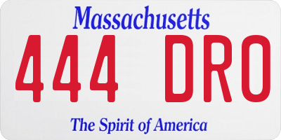 MA license plate 444DR0